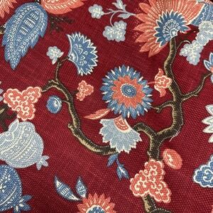 Braemore Textiles Burgundy Floral Chinoiserie Screen Print Fabric 6 Yards x 56"
